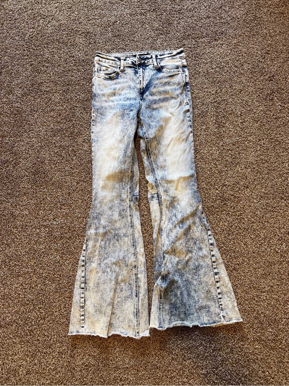 Flying Monkey Light Blue Acid Wash Flare Jeans
